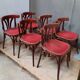 Serie de 6 chaises bistrot en bois courbé