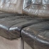 Grey leather elements design sofa 3 elements + footstool