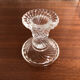 Old pair of vintage round molded glass candle holder