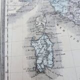 Italy, old map, printed in 1852.