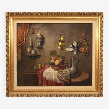 Tableau de nature morte italienne en trompe l'oeil du 20ème siècle