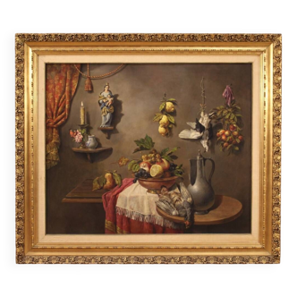 Tableau de nature morte italienne en trompe l'oeil du 20ème siècle