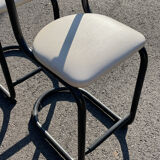 Pair of 1980s high chairs in leather and metal