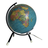 Globe vintage 1972 terrestre verre Taride tripode - 22 cm