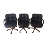 Suite of 3 armchairs by Charles Pollock model "executive chair"