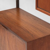 Playful 3-bay wall unit in teak wood by Poul Cadovius, Denmark, 1950s