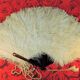 Large EVENTAIL in ostrich feather and scaled frame, nineteenth