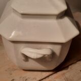 Old sugar bowl in white porcelain