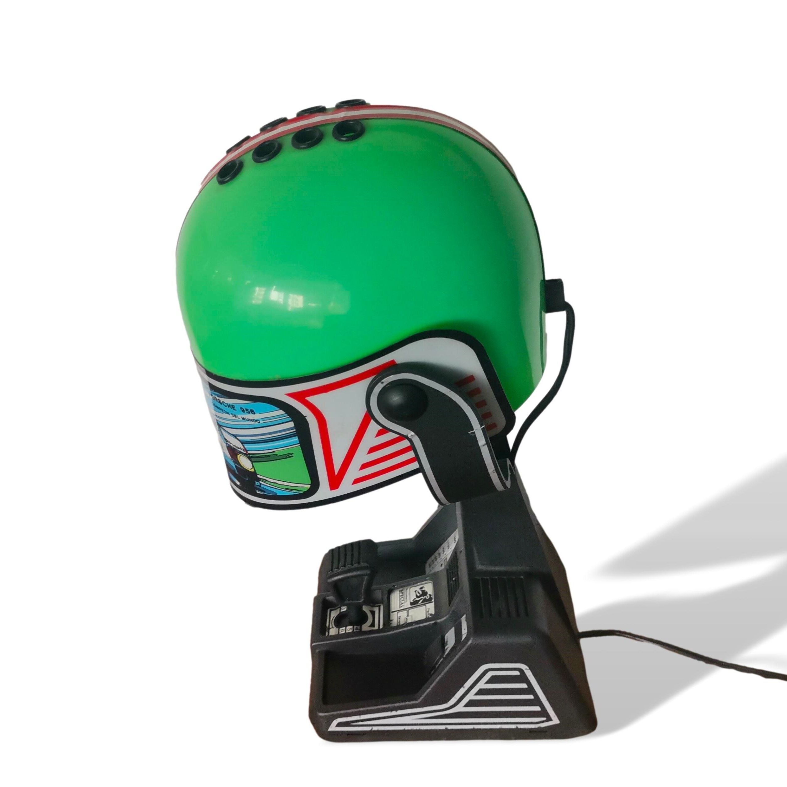 Pop Art green Rothmans Porsche Formula 1 Helmet table lamp by Fase 1970s