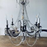 Chandelier with crystal and bronze tassels