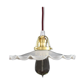 White wavy opaline hanging lamp, antique glass