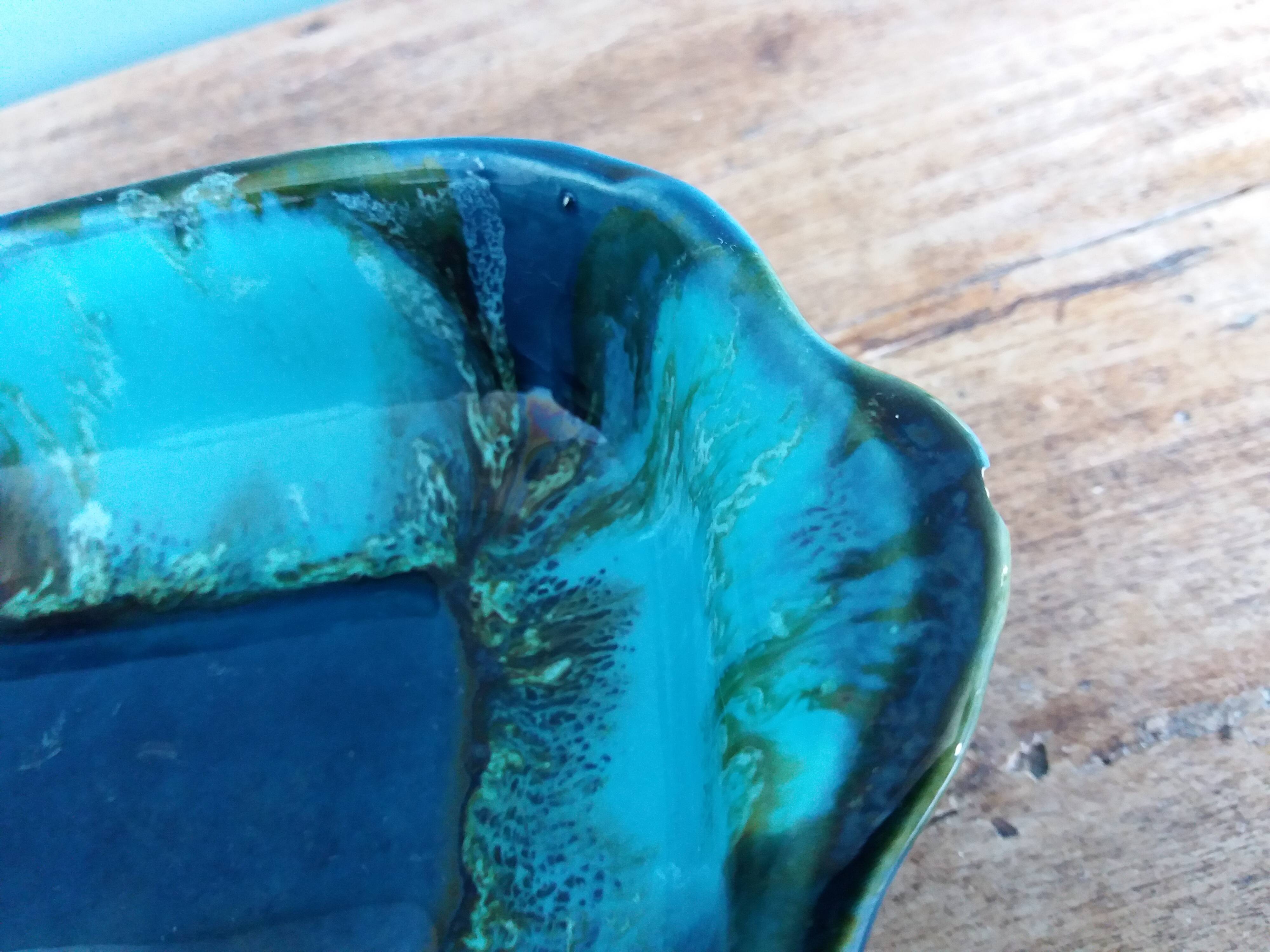 Vallauris stamped pocket emptier in flamed stoneware