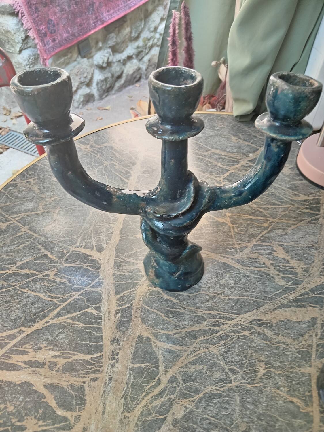 Three handcrafted ceramic items
