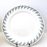Assiette plate terre de fer, modele fleuri vert