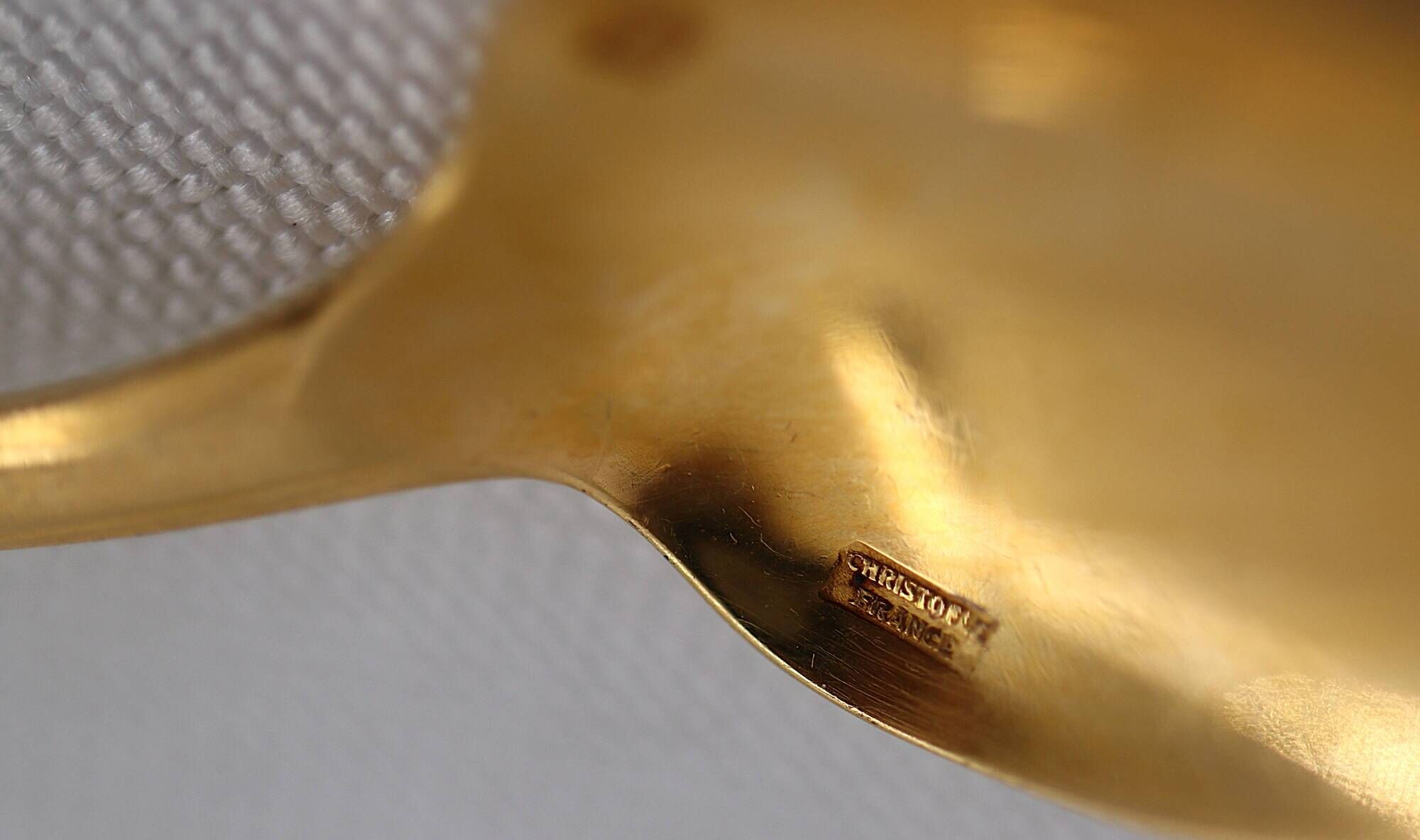 Christofle América gold-plated, 12 moka spoons, coffee, 10 cm, excellent condition.