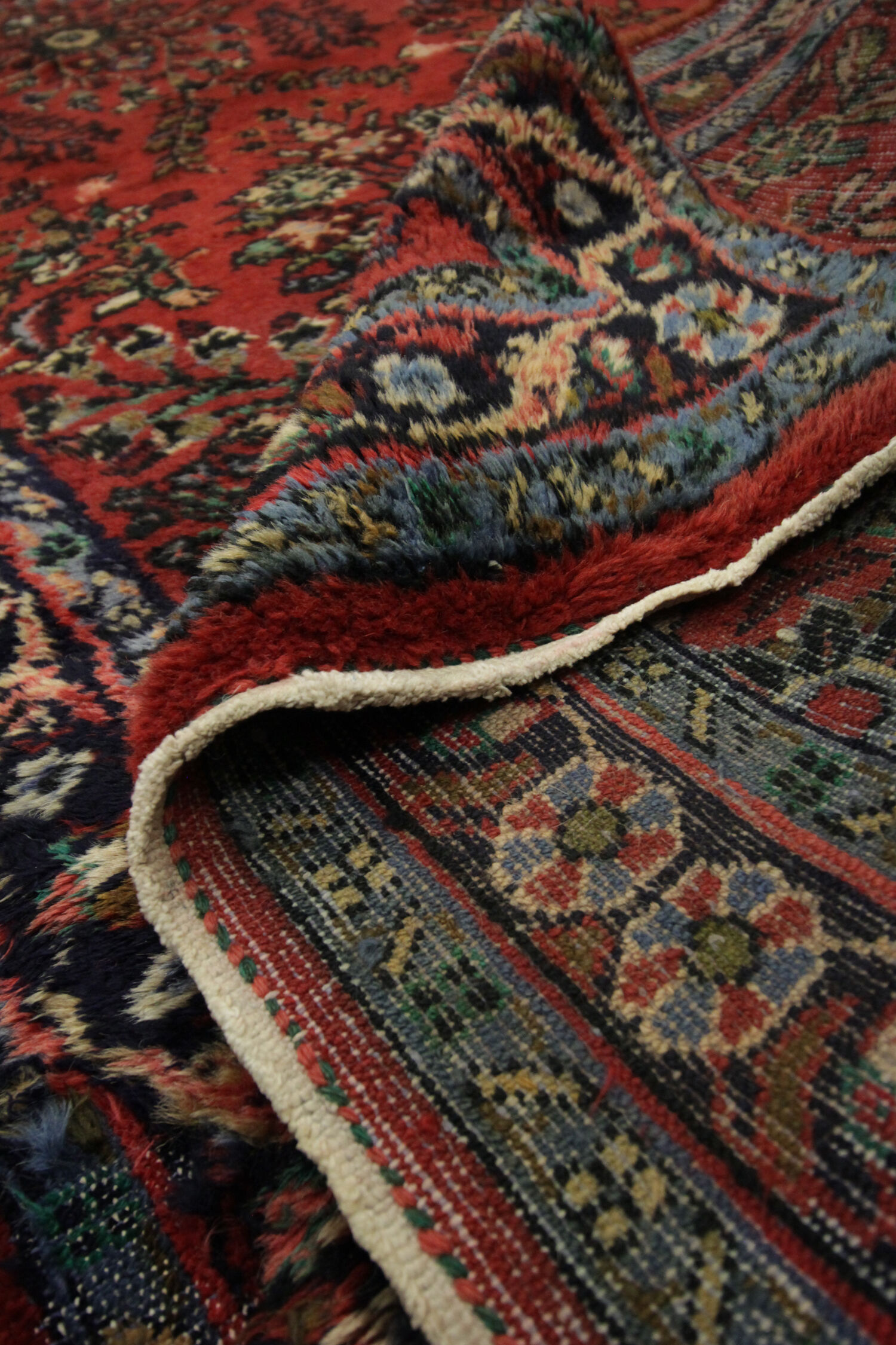 Vintage hamadan runner rug traditional long red wool carpet- 105x250cm