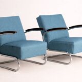 Pair of tubular armchairs model S 411, mid-20th century