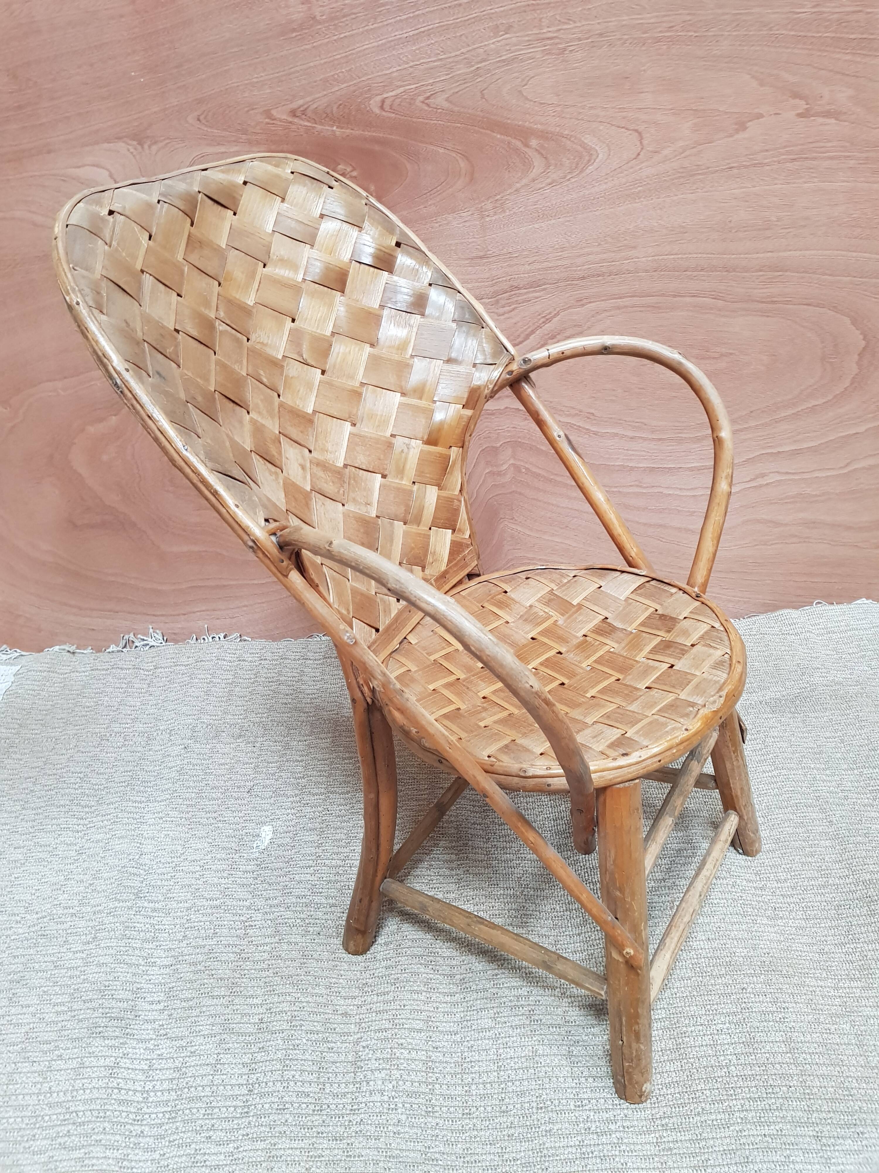 Braided chair in chestnut tree 50s