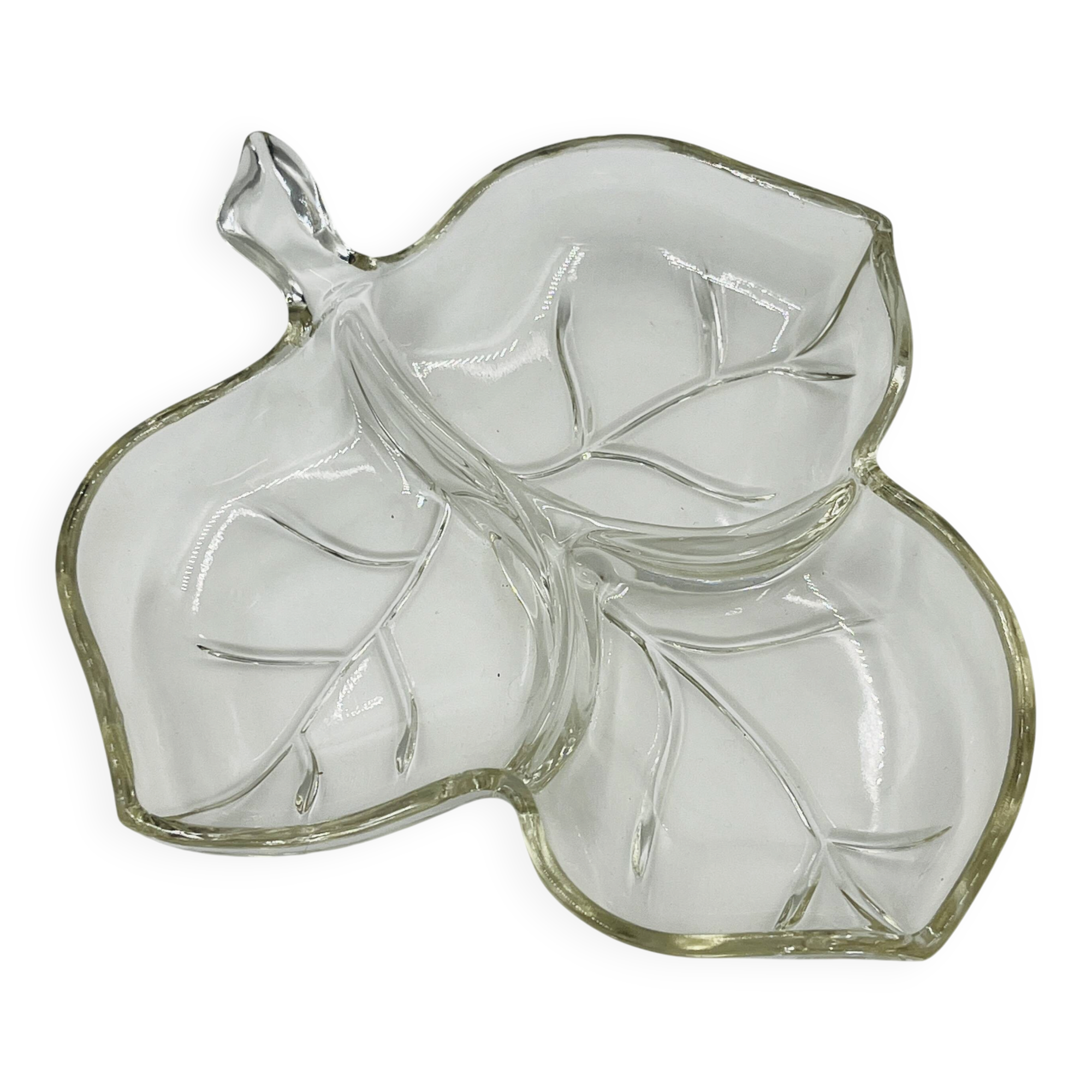 Vintage glass leaf dish
