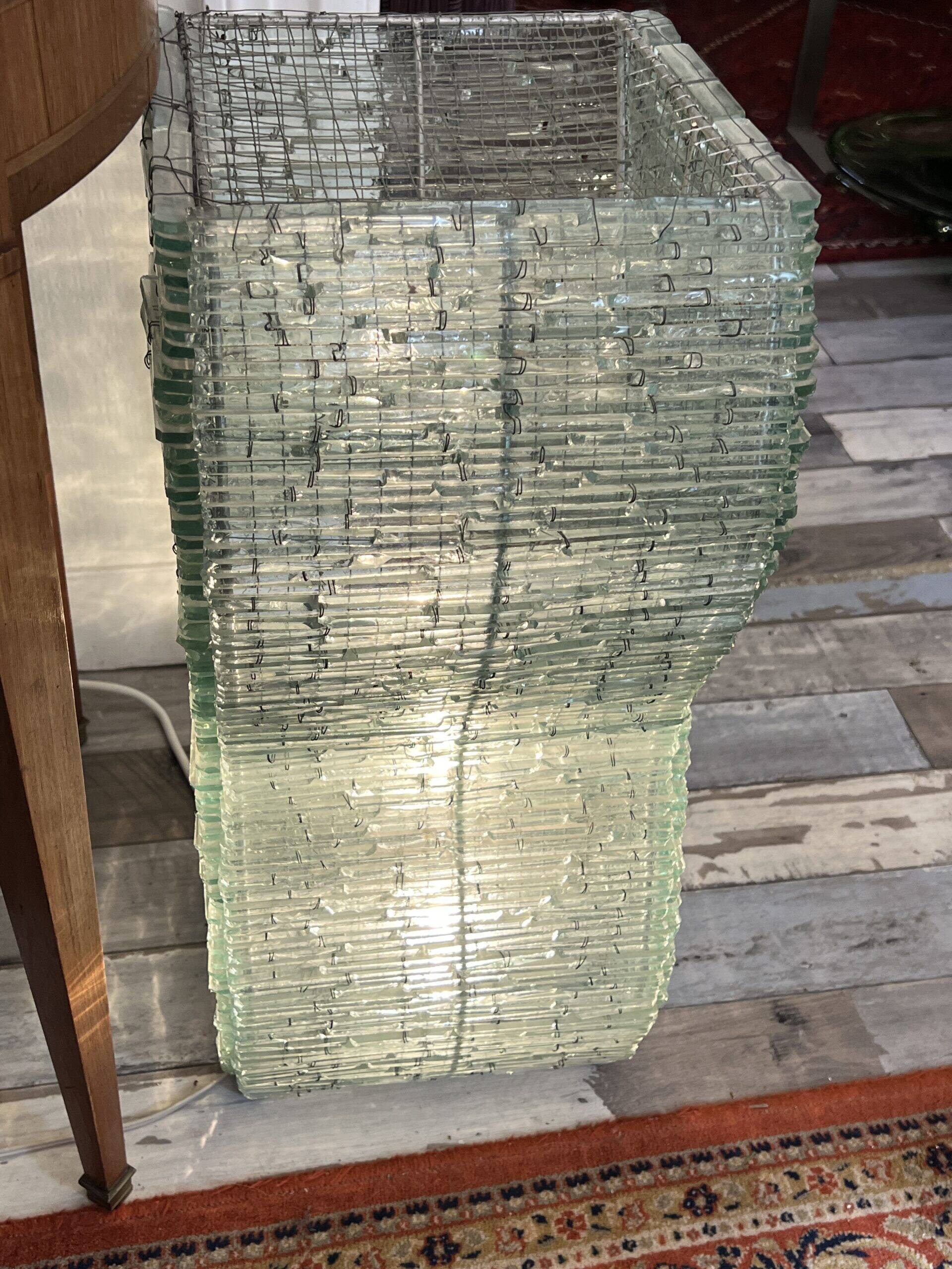 Danny lane (attributed) beautiful large glass plate lamp from the 1980s