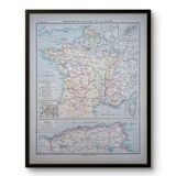 Military map of France, original printed in 1896.