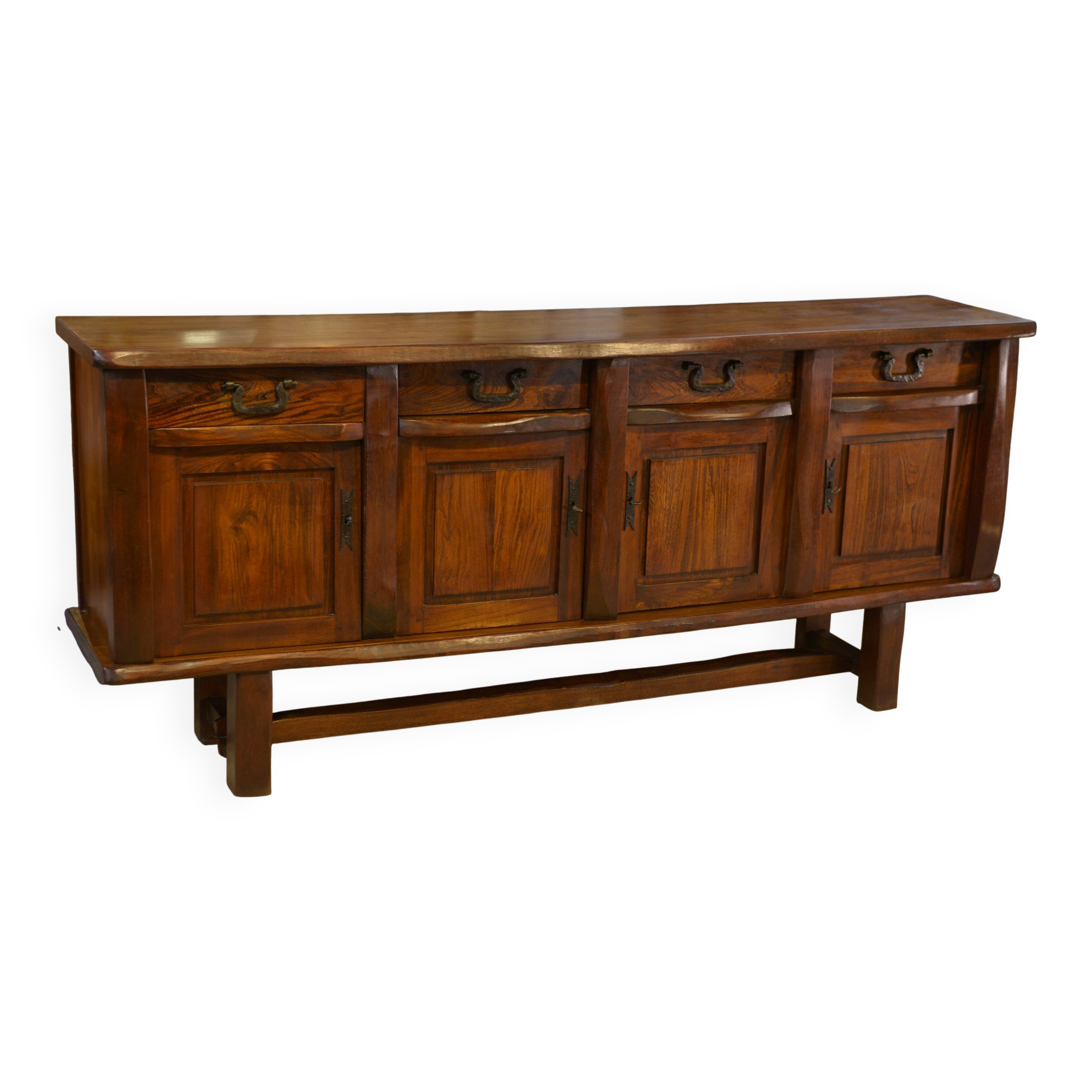 Brutalist sideboard in elm by Aranjou 1950s
