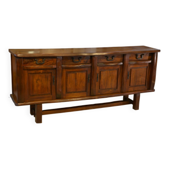 Brutalist sideboard in elm by Aranjou 1950s