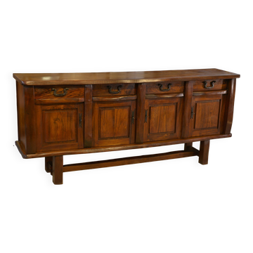 Brutalist sideboard in elm by Aranjou 1950s