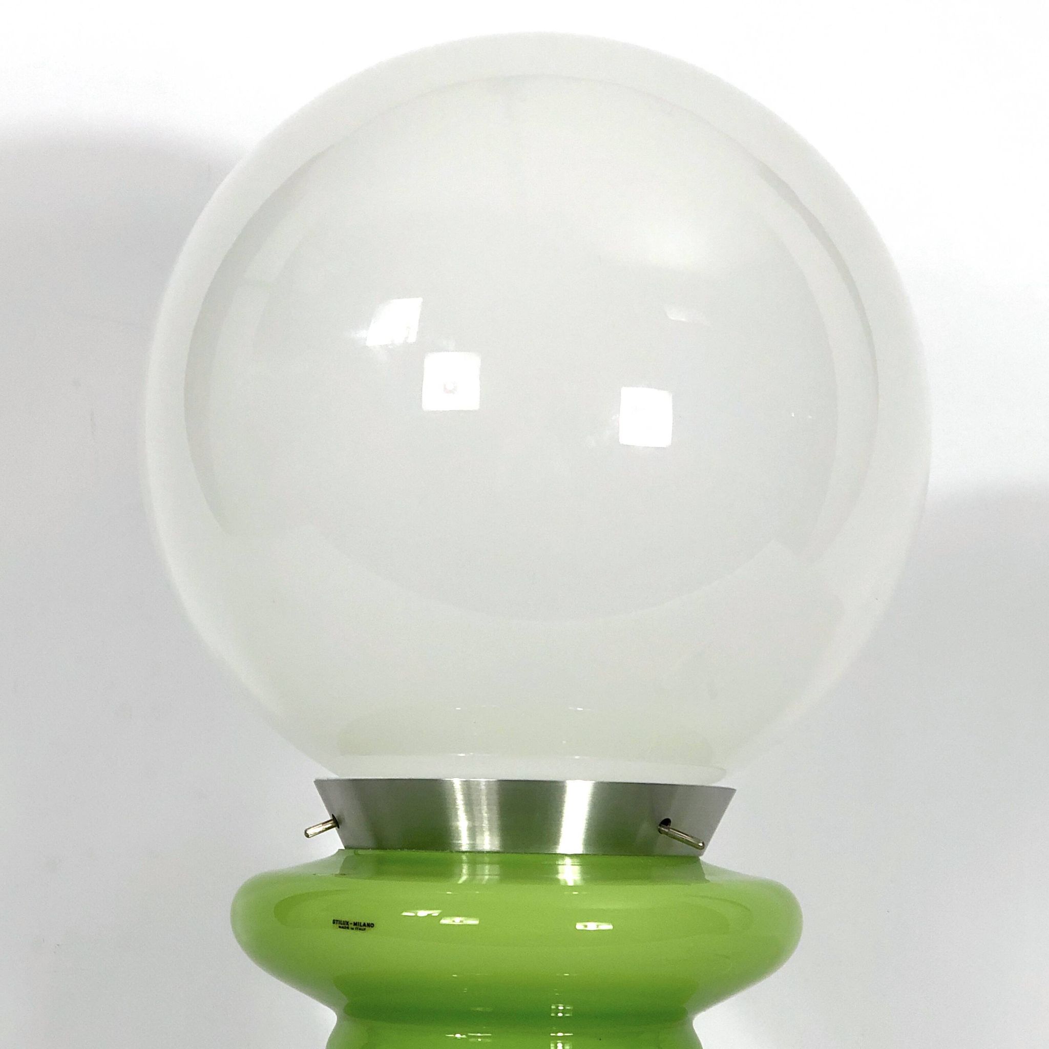 Stilux Milano, large green murano glass table lamp from 60s