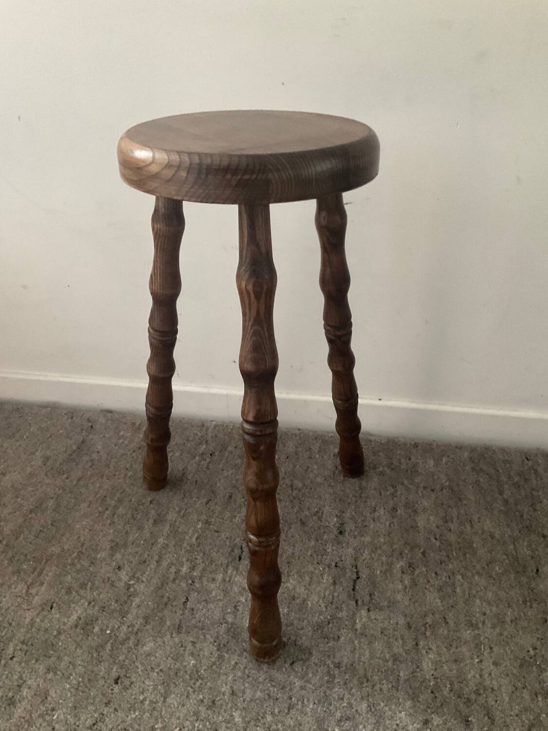 Vintage turned wooden traipod stool