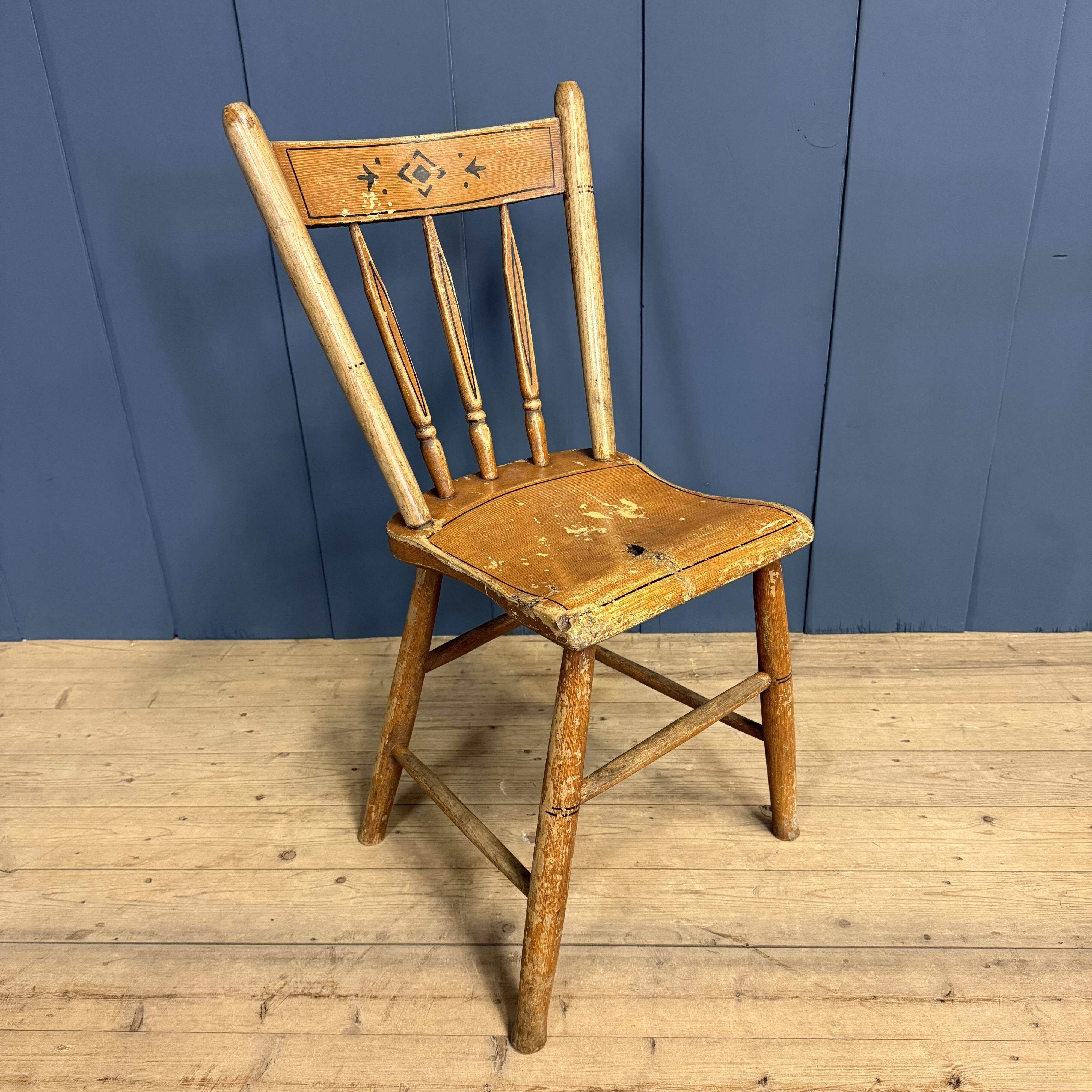 Set of four painted Dutch kitchen chairs.