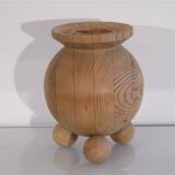 Large handmade wooden candle holder from the 1950s
