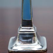 Pair of sterling silver and enamel candlesticks 1927 by Charles Green & Co.