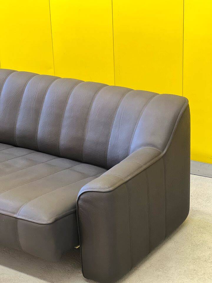 Black leather 3-seater sofa by De Side, from 1970's model 44