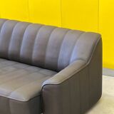 Black leather 3-seater sofa by De Side, from 1970's model 44