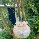 Chandelier, vintage mother-of-pearl lotus pendant 1980