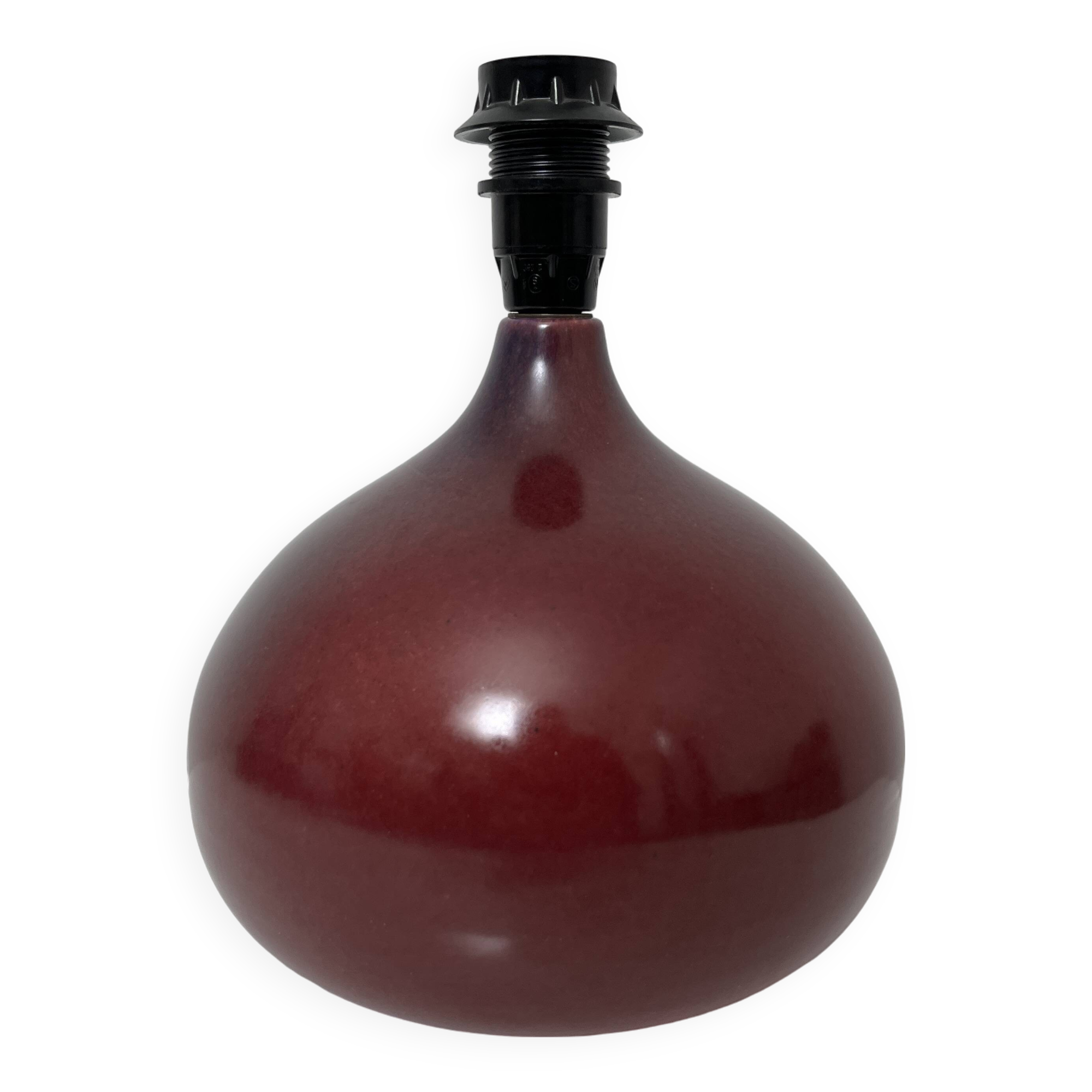 Purple ceramic lamp base in the shape of a fig from the Abbey of Bec