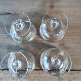 4 small old glass cups