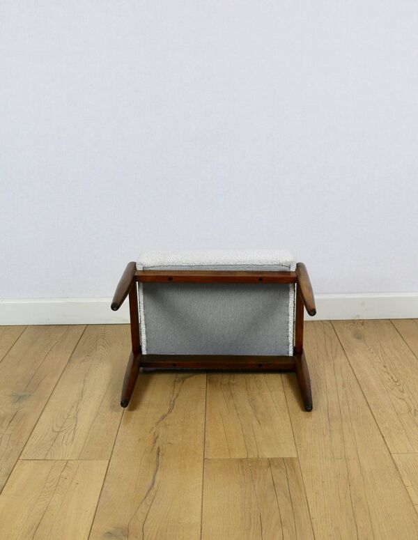 Tabouret Edmund Homa, siège en bouclé crème ivoire blanc - 2 pièces disponibles