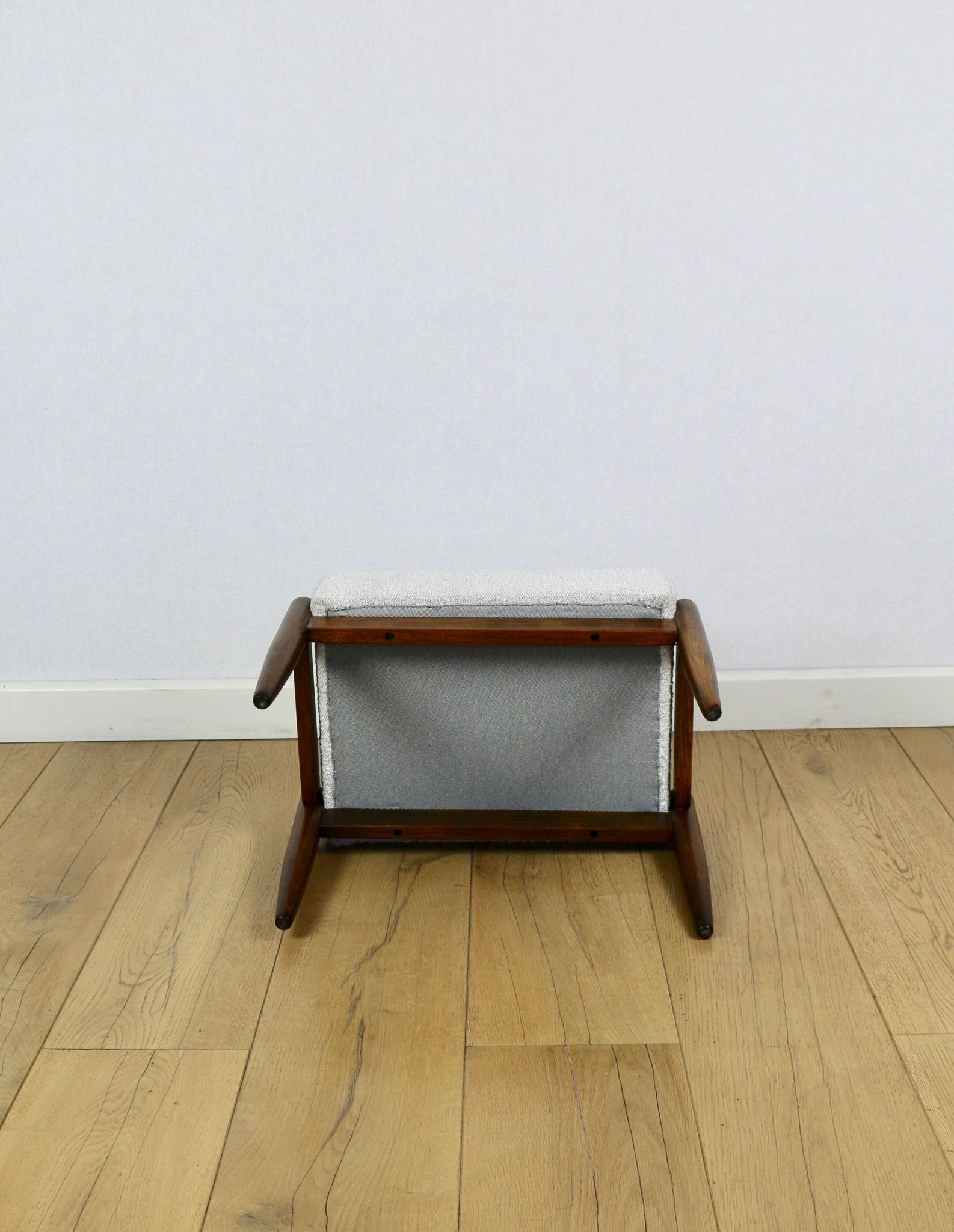 Edmund Homa stool, cream ivory white boucle seat - 2 pieces available