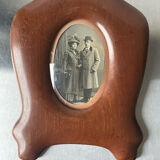 Antique  art nouveau mahogany wooden frame measurements 27.5 cm x 20 cm  convex glass