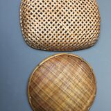 Set of 2 rattan and bamboo baskets