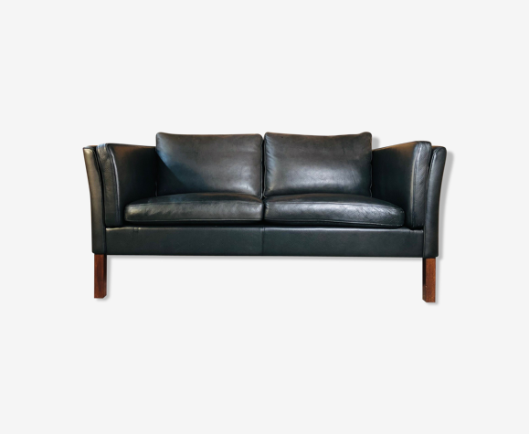 vintage danish mid century georg thams leather 2 person sofa 1968