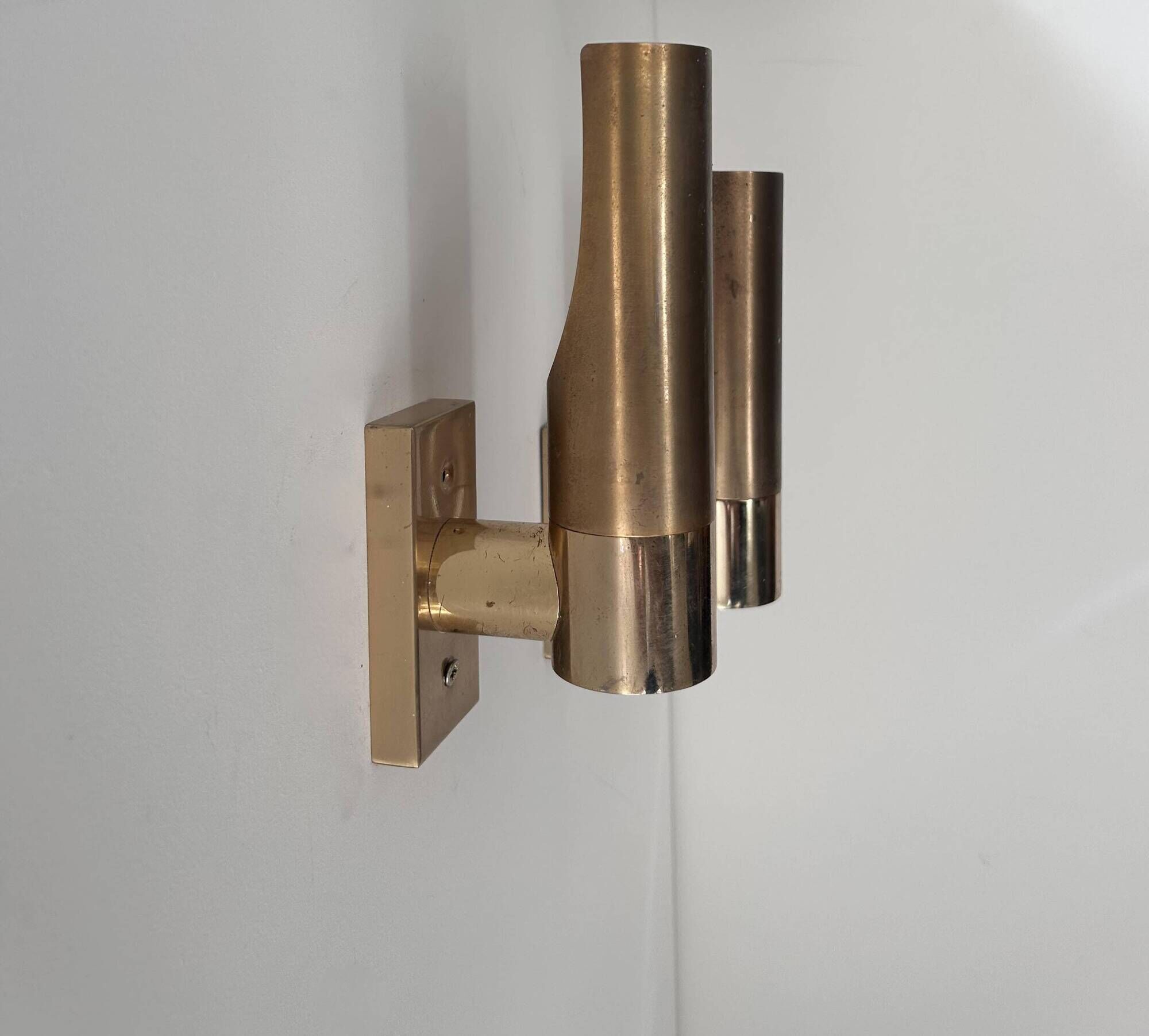 Pair of vintage adjustable wall lights, brass, France 1960
