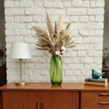 Vintage green bubble glass cylindrical vase - Scandinavian style