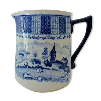 Milk jar in blue-white porcelain "ironstone"