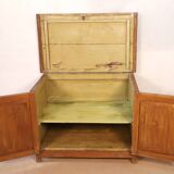 Low sideboard in Burmese teak 2 solid doors and opening top