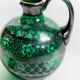 Vintage Murano Green Glass Liqueur Set with Hand-Painted Silver Decor – Decanter and Four Glasses, Italy, 1930s