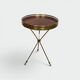 Tripod Side Table in Brass with Mahogany Top and Openwork Gallery. St. Trava