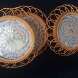 Sous-verres papillon en rotin et verre